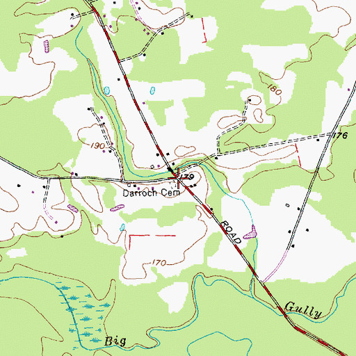 Topographic Map of Darroch Cemetery, NC