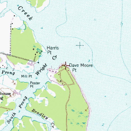 Topographic Map of Dave Moore Point, NC