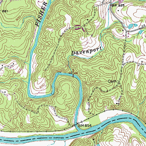 Topographic Map of Davenport Creek, NC