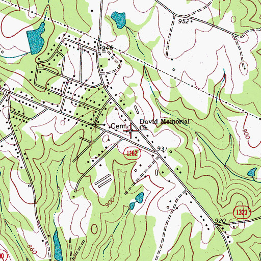 Topographic Map of David Memorial Church, NC