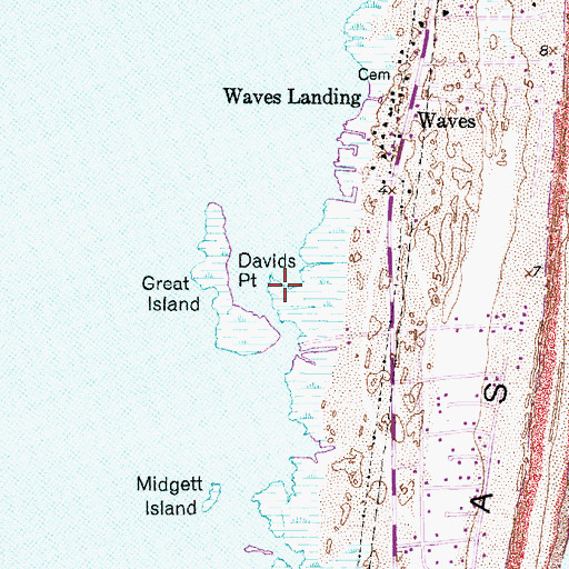 Topographic Map of Davids Point, NC