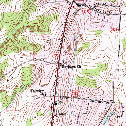 Topographic Map of Davidson Church, NC