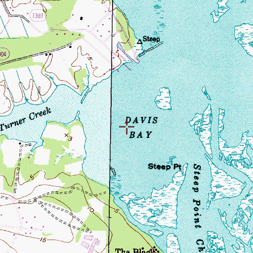 Topographic Map of Davis Bay, NC
