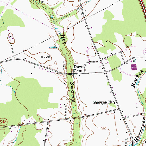 Topographic Map of Davis Cemetery, NC