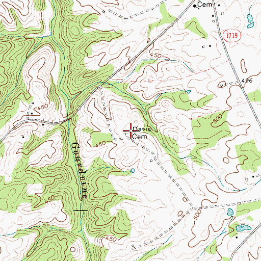Topographic Map of Davis Cemetery, NC