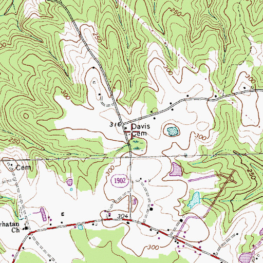 Topographic Map of Davis Cemetery, NC