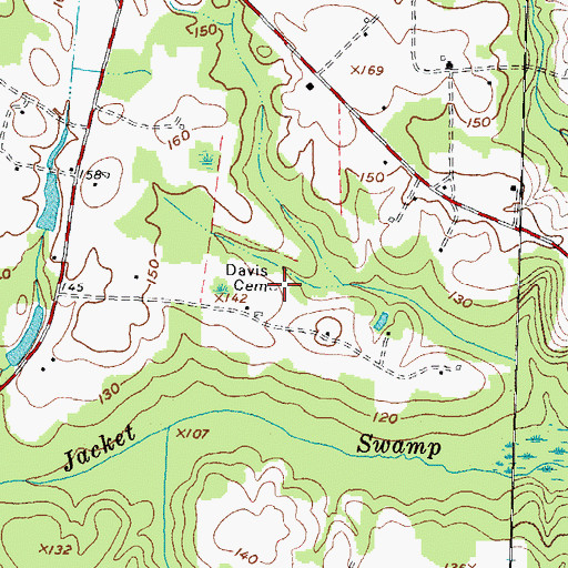 Topographic Map of Davis Cemetery, NC