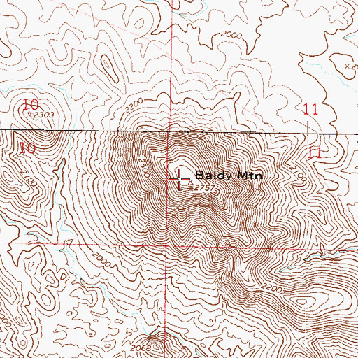 Topographic Map of Baldy Mountain, AZ