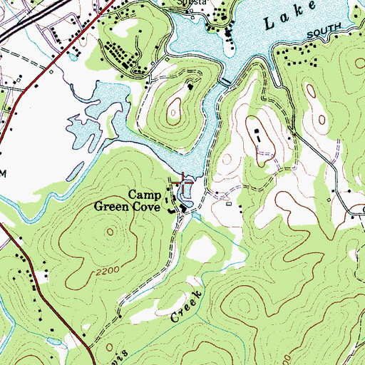 Topographic Map of Davis Creek, NC