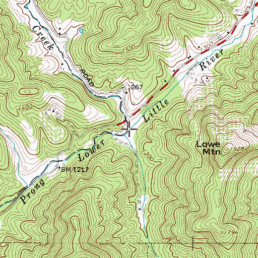 Topographic Map of Davis Creek, NC