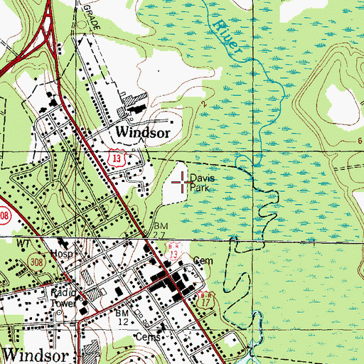 Topographic Map of Davis Park, NC