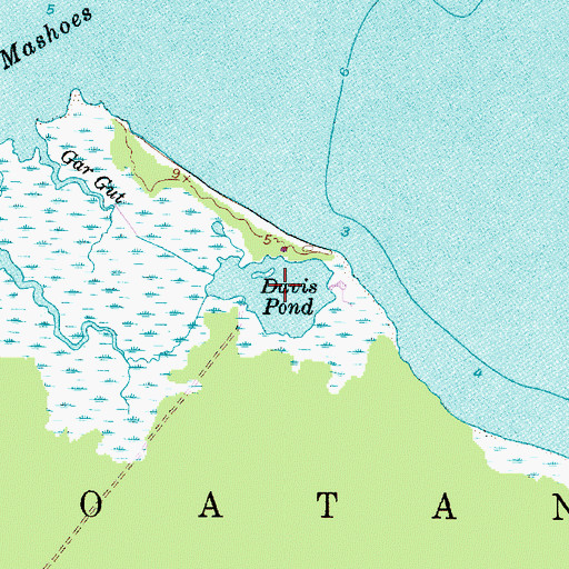 Topographic Map of Davis Pond, NC