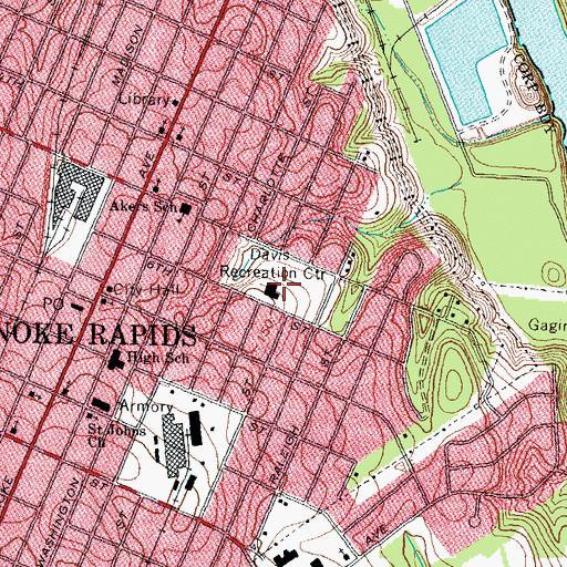 Topographic Map of Davis Recreation Center, NC