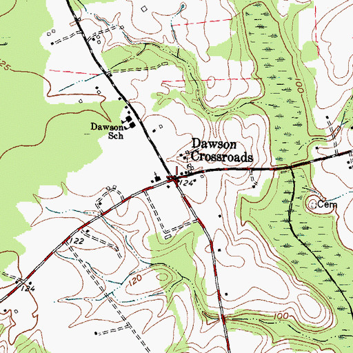 Topographic Map of Dawson Crossroads, NC