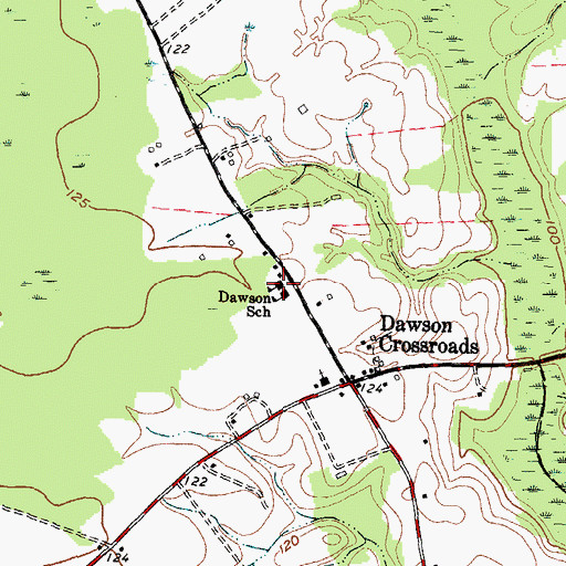 Topographic Map of Dawson School, NC