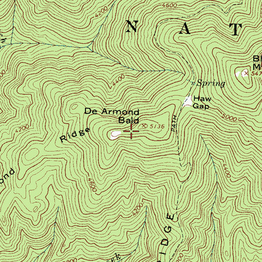 Topographic Map of De Armond Ridge, NC