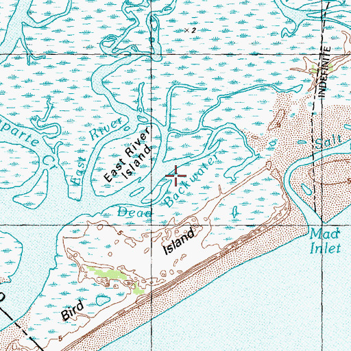 Topographic Map of Dead Backwater, NC