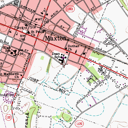 Topographic Map of Dean School, NC