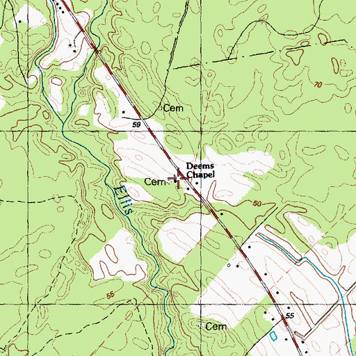 Topographic Map of Deans Chapel, NC