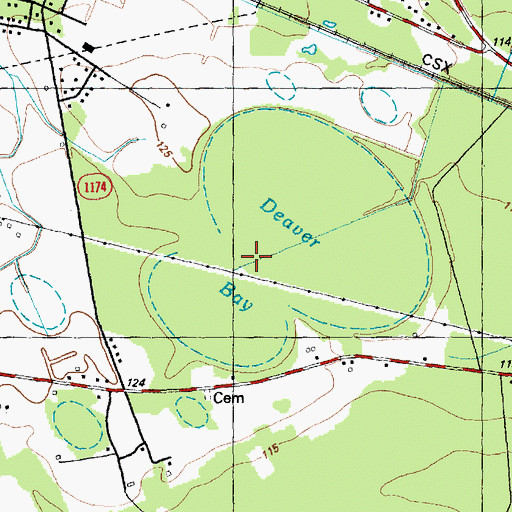 Topographic Map of Deaver Bay, NC