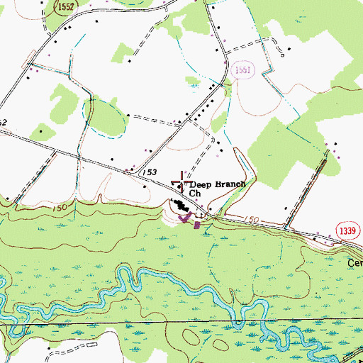 Topographic Map of Deep Branch Church, NC