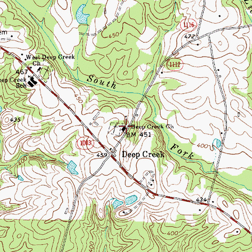 Topographic Map of Deep Creek Church, NC