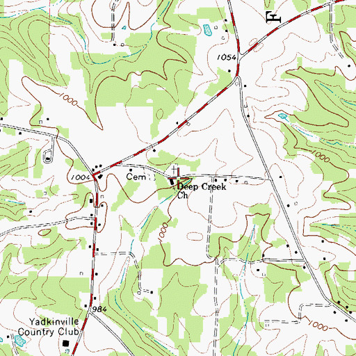 Topographic Map of Deep Creek Friends Church, NC