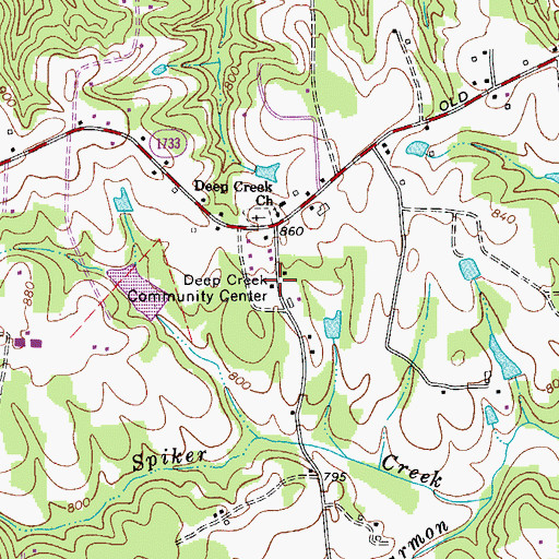 Topographic Map of Deep Creek Community Center, NC