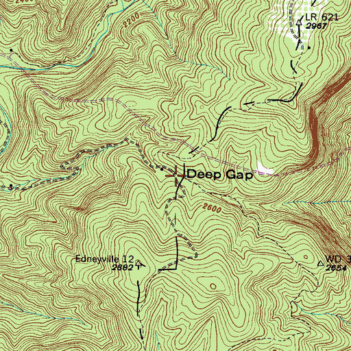 Topographic Map of Deep Gap, NC