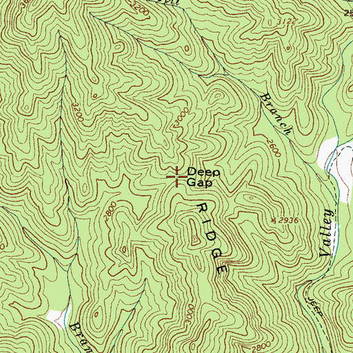 Topographic Map of Deep Gap, NC