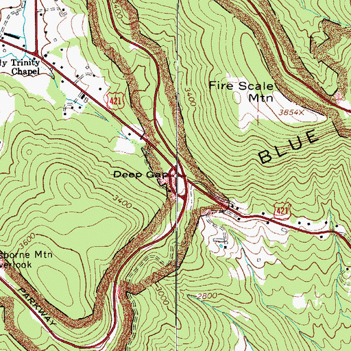 Topographic Map of Deep Gap, NC