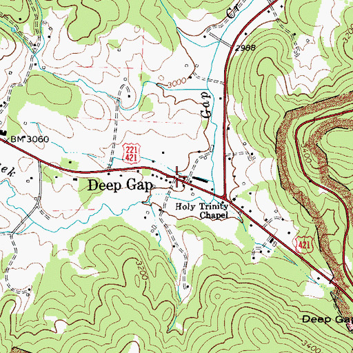 Topographic Map of Deep Gap, NC