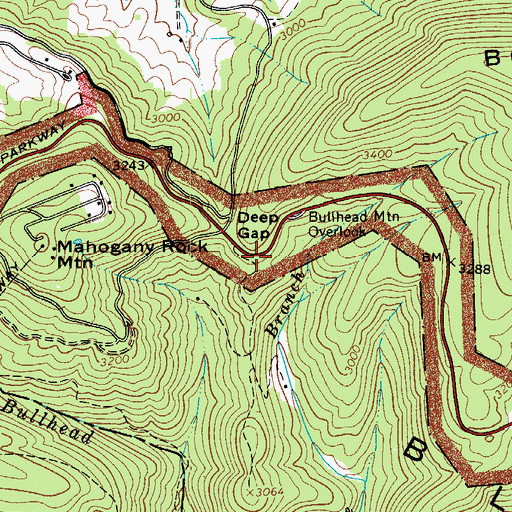 Topographic Map of Deep Gap, NC
