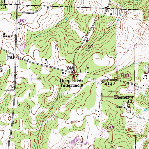 Topographic Map of Deep River Tabernacle, NC