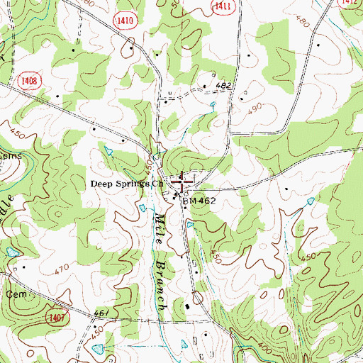 Topographic Map of Deep Spring Church, NC