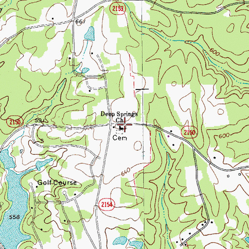 Topographic Map of Deep Springs Baptist Church, NC