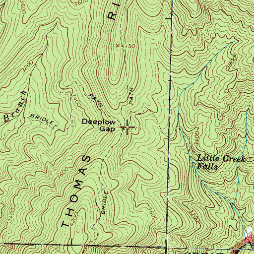 Topographic Map of Deeplow Gap, NC