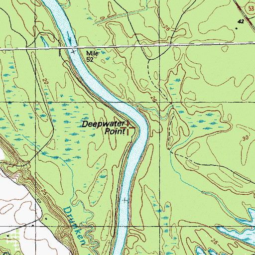 Topographic Map of Deepwater Point, NC
