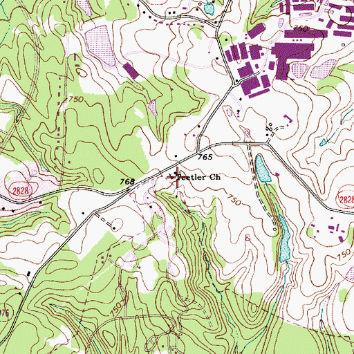 Topographic Map of Deetler Church, NC