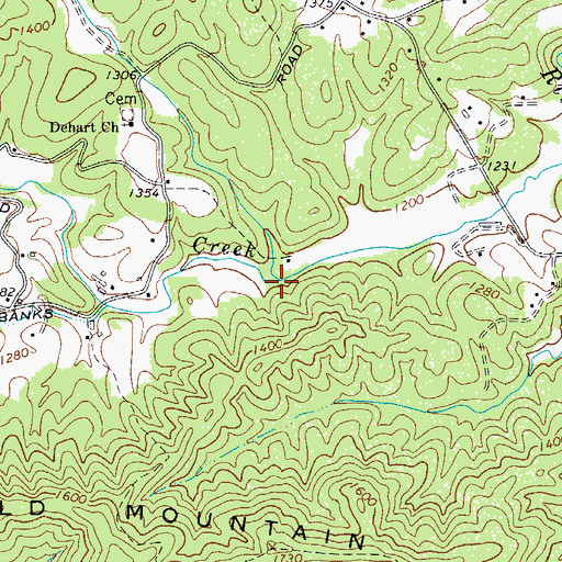 Topographic Map of Dehart Branch, NC