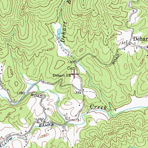 Topographic Map of Dehart Church, NC