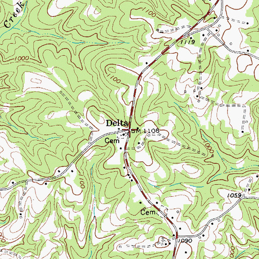 Topographic Map of Delta, NC