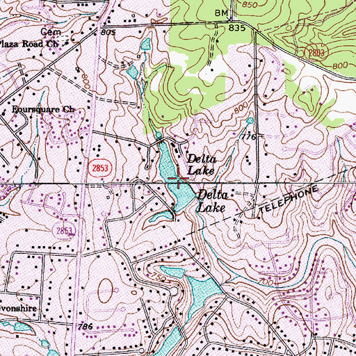 Topographic Map of Delta Lake, NC