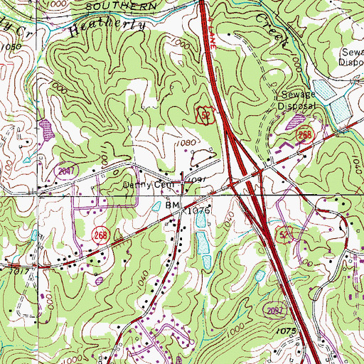 Topographic Map of Denny Cemetery, NC