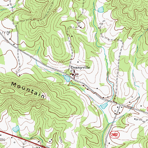 Topographic Map of Dennyville Church, NC