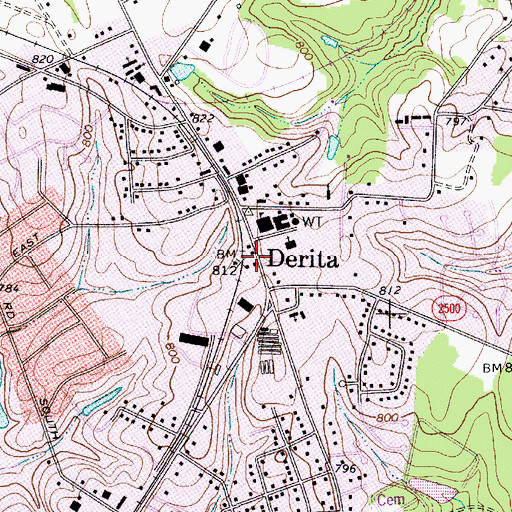 Topographic Map of Derita, NC