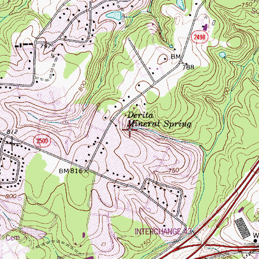 Topographic Map of Derita Mineral Spring, NC