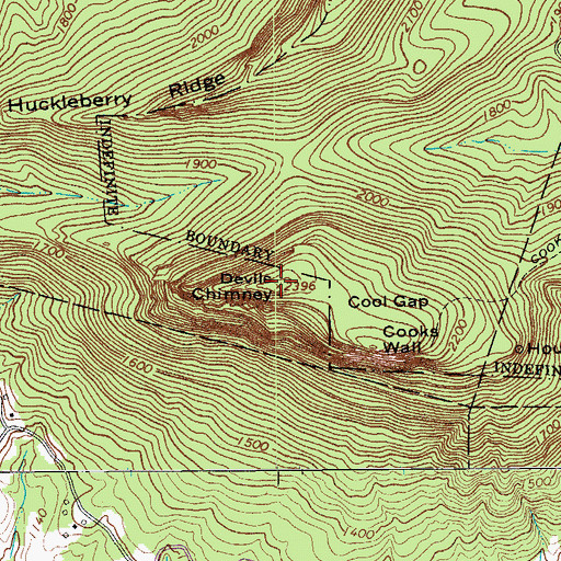 Topographic Map of Devils Chimney, NC