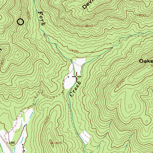Topographic Map of Devils Fork, NC