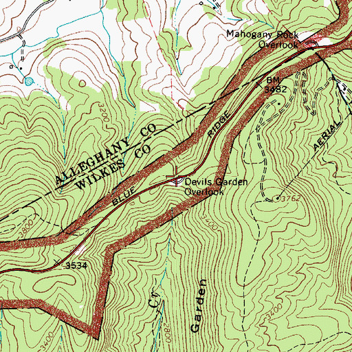 Topographic Map of Devils Garden Overlook, NC